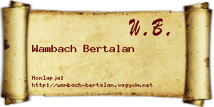 Wambach Bertalan névjegykártya